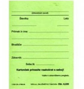 OBRAZEC 8,220 VABILO K ZDRAVNIŠKEMU PREGLEDU