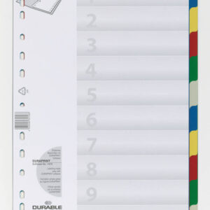 DURABLE LOČILNI LISTI A4 10-DELNI, RAZLIČNE BARVE 6740