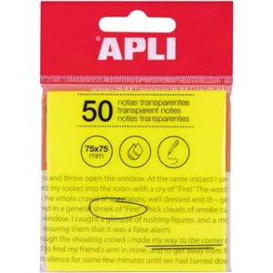 Apli Samolepilni indeks lističi, plastični, PROZORNI RUMENI