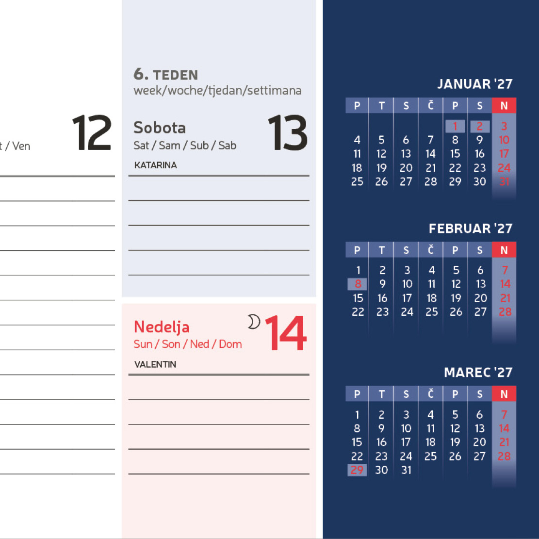 KOLEDAR NAMIZNI LEŽEČI FIX TEMNO MODER, 2027, EG - Image 3