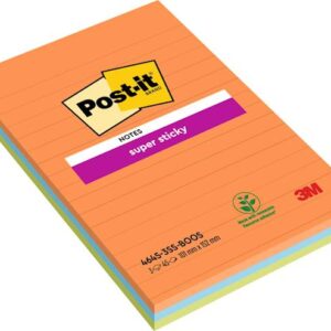 3M Post-it 4645S Super Sticky črtani lističi, 101x152mm, 3 x 45 lističev