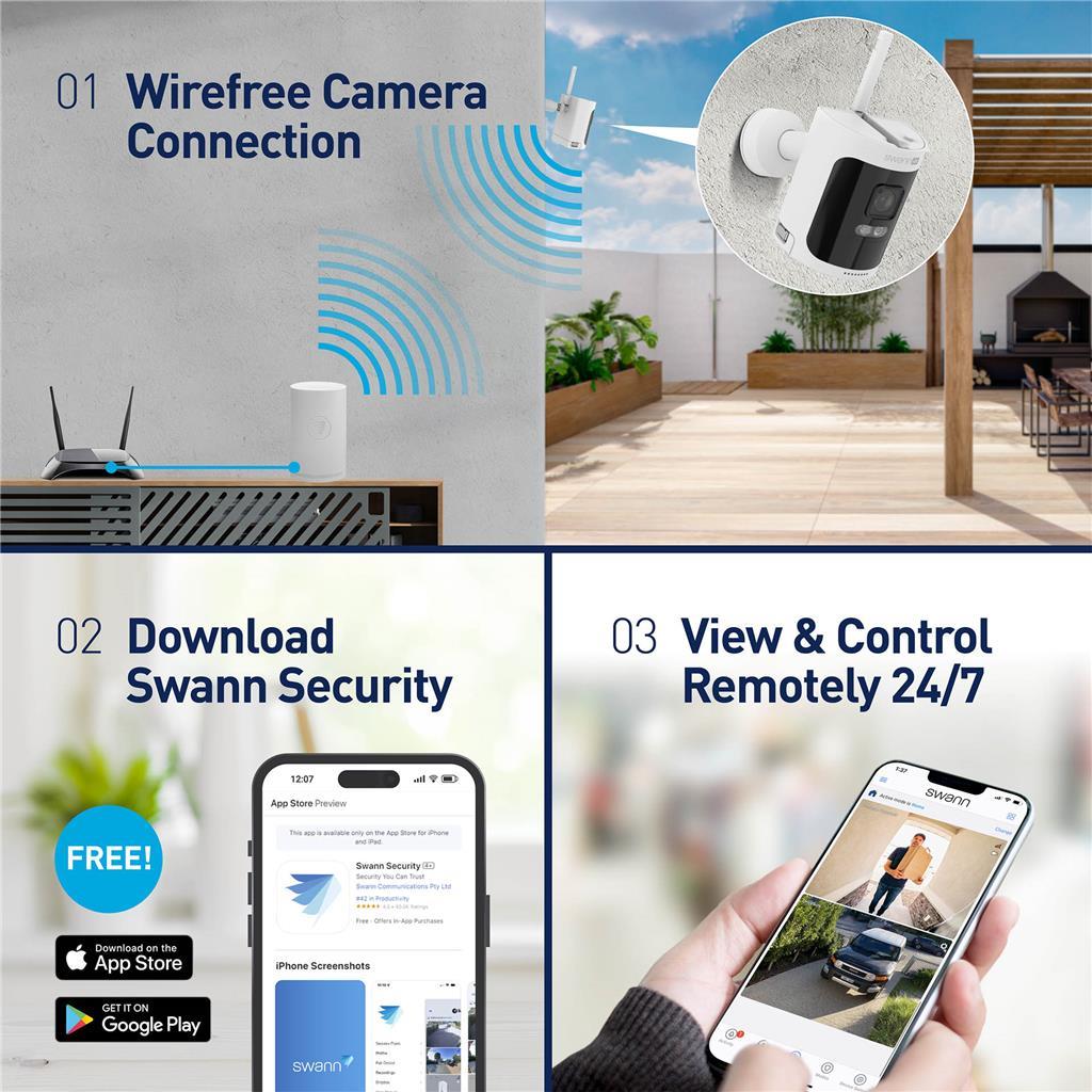 Swann Nadzorna kamera Allsecure 4K, brezžična 64GB SD kartica, 4x kamera - komplet - Image 11
