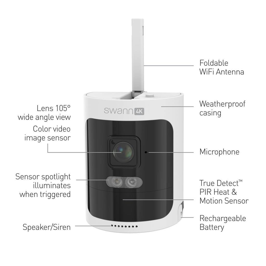 Swann Nadzorna kamera Allsecure 4K, brezžična 64GB SD kartica, 4x kamera - komplet - Image 3