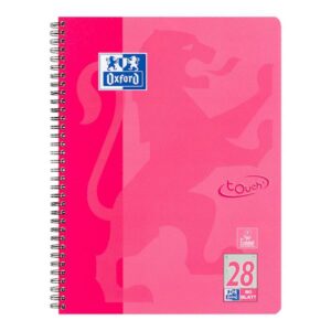 Oxford Touch blok s spiralo A4+, 80 listni, karo, roza